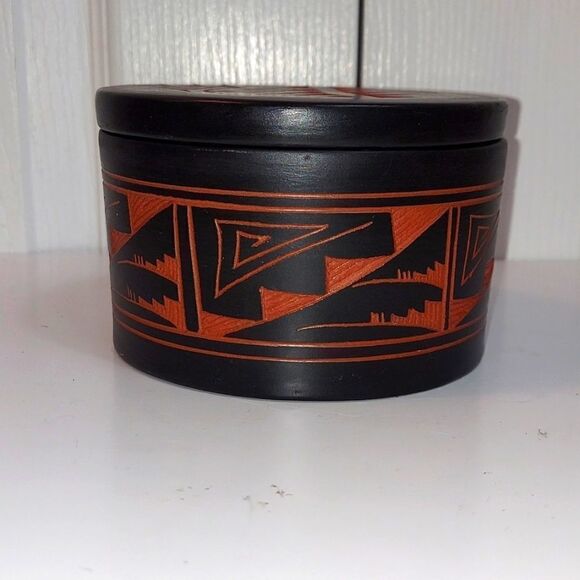 Ronda Navajo Red Clay Trinket Bowl With Lid - Picture 1 of 9